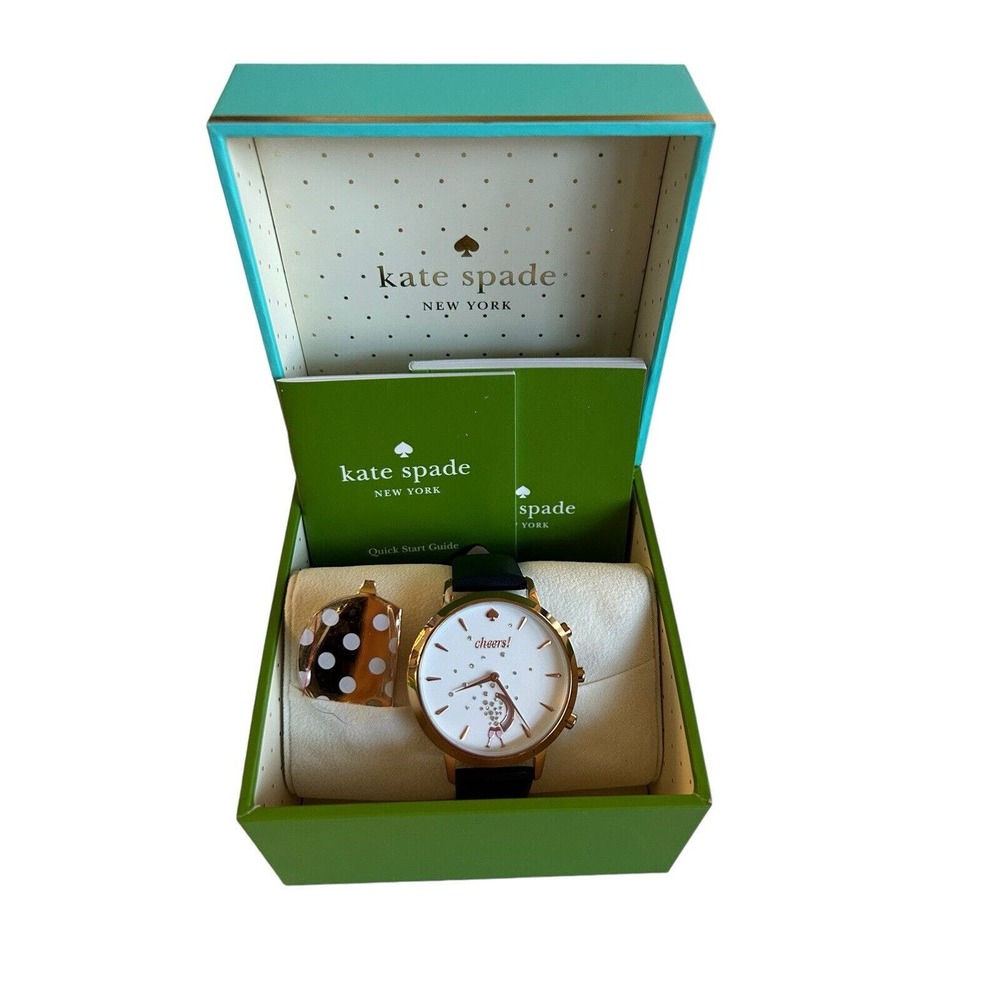 Kate Spade “Cheers” Hybrid Watch Model NDW2K‎ Gold-Tone With Navy Blue Band GUC